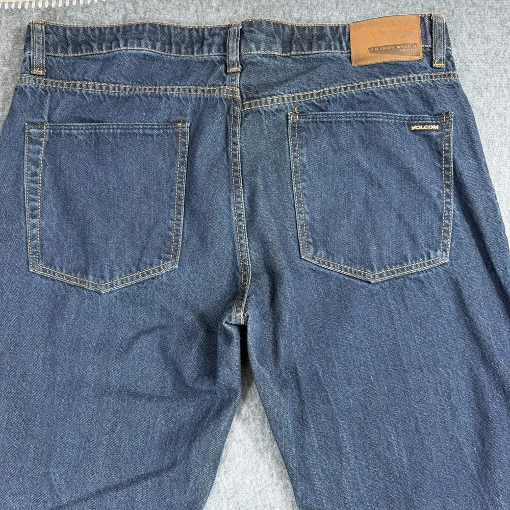 Volcom Jeans Mens 36 Blue Solver Modern Straight Dark Wash Cotton Denim A193181V